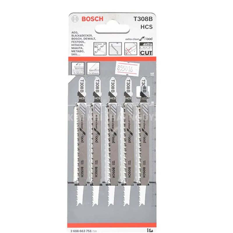 Bộ 5 lưỡi cưa lọng T 308B Bosch 2608663751 8 Bộ 5 lưỡi cưa lọng T 308B Bosch 2608663751